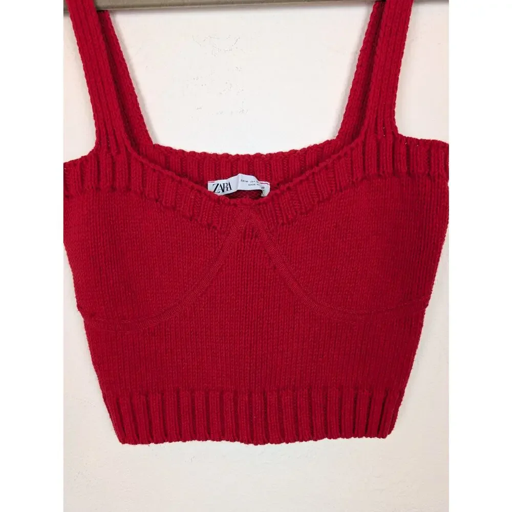 Zara Crop Top Bralette Sweetheart Valentine's Day Bold Retro Sexy Red Size M